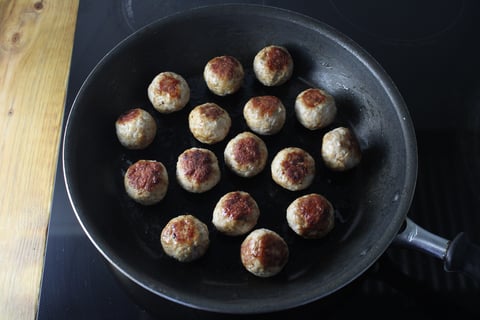 Pork Meatball Volcano Mash with Apple ‘Lava’ Gravy - Step #3 Prepare & cook the meatballs