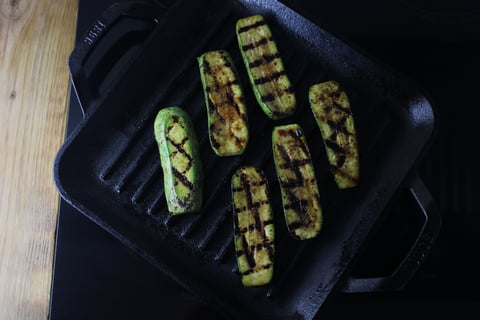 Pork Burgers Al Pastor with Zucchini & Peach Salsita - Step #4 Grill the zucchini