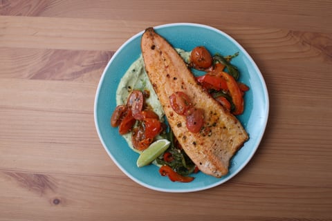 Pan-Seared Trout with Avocado Cream - Step #6 Make the avocado cream & serve