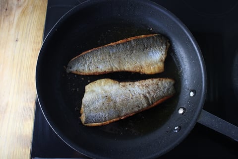 Pan-Seared Trout with Avocado Cream - Step #5 Cook the trout