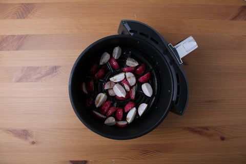 Za’atar-Fried Salmon - Step #2 Fry the radishes