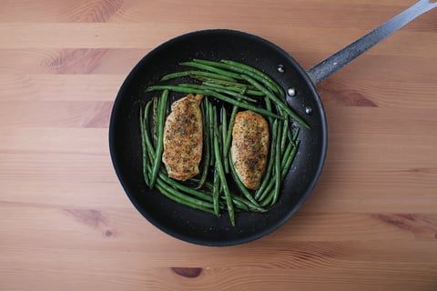 Thyme-Roasted Chicken Breasts - Step #3 Roast the chicken & string beans