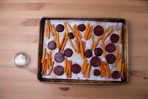 Autumn Roasted Beet & Carrot Quinoa Bowls - Step #1 Roast the vegetables