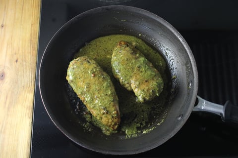 Chicken Breasts with Pesto Butter - Step #4 Make the pesto butter & coat the chicken