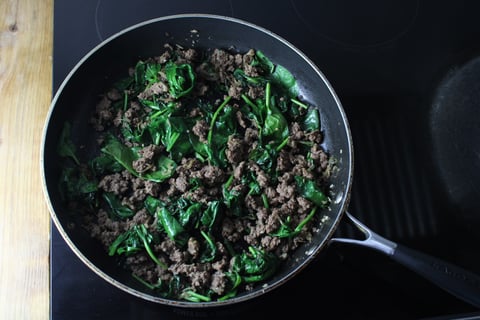 Fresh Conchiglie & Ground Beef - Step #4 Wilt the spinach