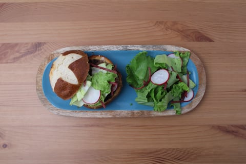 Beef Smash Burgers with Green Peppercorn Sauce - Step #6 Plate your dish