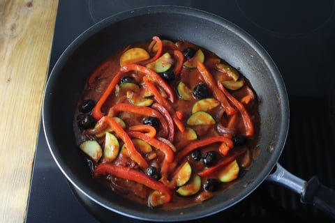 Mexican-Spiced Baked Tilapia - Step #4 Sauté the vegetables