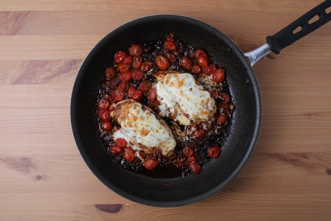 Super Cheesy Chicken Breast ‘Parm’ - Step #4 Finish the chicken & broil the tomatoes
