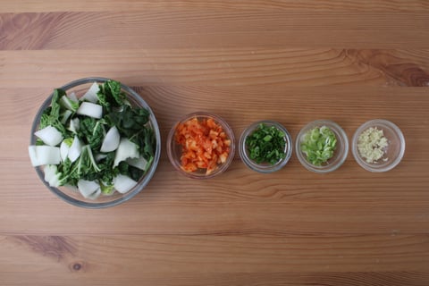 Ginger-Sesame Ground Pork Bibimbap - Step #2 Mise en place
