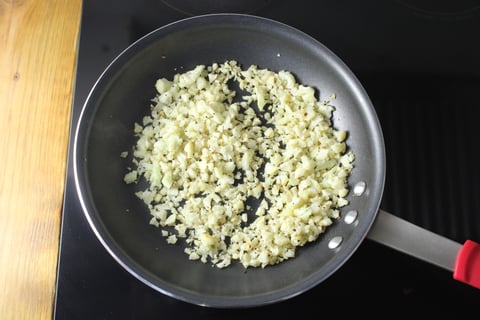 Ginger-Sesame Ground Pork Bibimbap - Step #1 Sauté the cauliflower rice