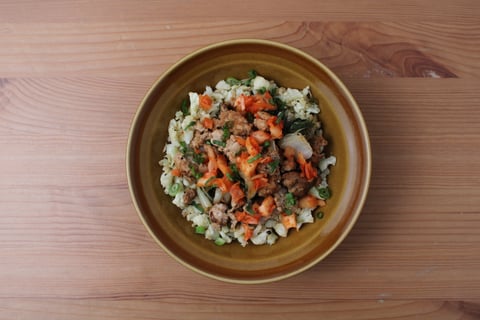 Ginger-Sesame Ground Pork Bibimbap - Step #4 Plate your dish