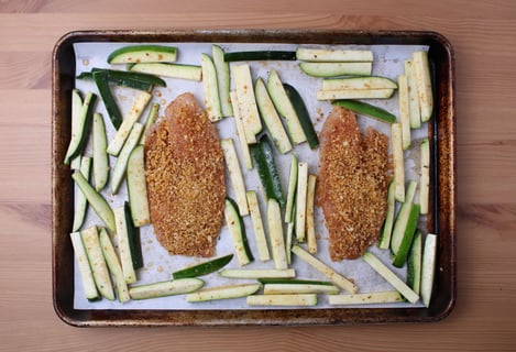 Carb-Wise: Baked Tilapia with Spiced Panko - Step #3 Prepare the zucchini ‘fries’ & tilapia