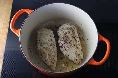 One-Pot Basil Pesto Chicken Breasts - Step #1 Start the chicken