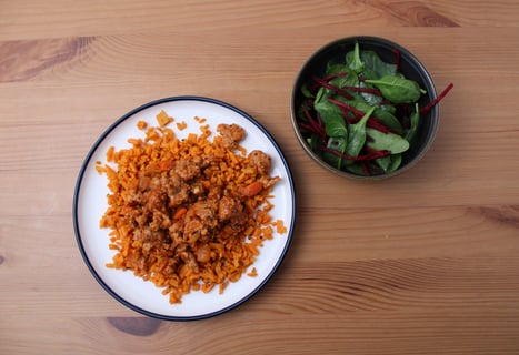 Pork Bolognese over Sweet Potato ‘Rice’ - Step #5 Plate your dish