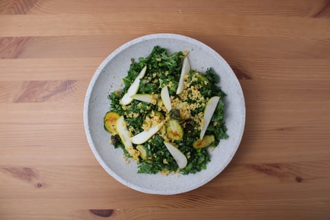 Winter Kale, Egg & Roasted Chickpea Salad - Step #4 Make the salad