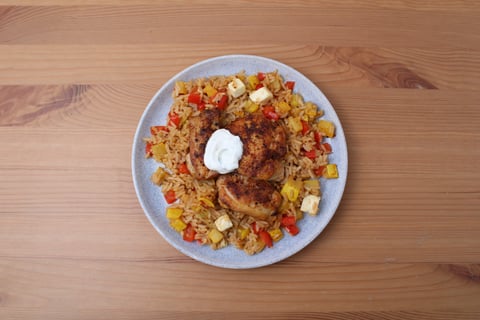 Greek-Style Chicken, Feta & Rice Skillet - Step #6 Plate your dish