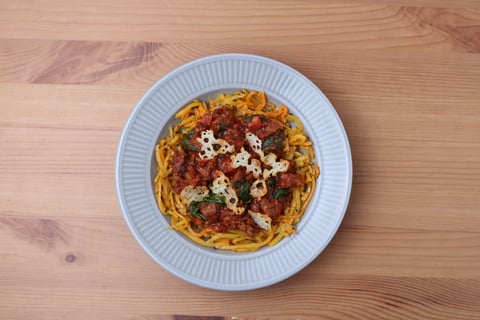 Carb-Wise: Ground Beef & Leafy Greens Ragu - Step #5 Plate your dish