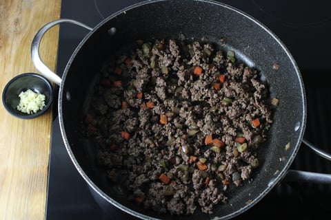 Carb-Wise: Ground Beef & Leafy Greens Ragu - Step #1 Start the ragu