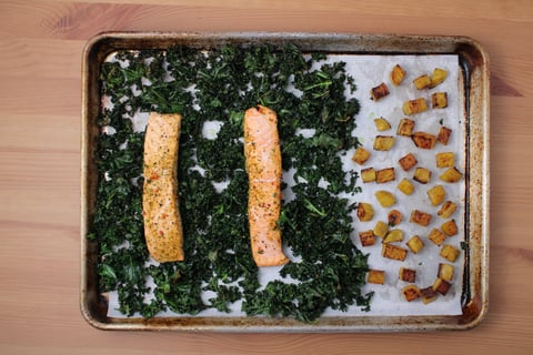 Oven-Baked Salmon with Dilled Beurre Nantais - Step #4 Finish the vegetables & bake the salmon