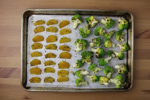 Roasted Romanesco & Beets over Midnight Rice - Step #2 Roast the vegetables