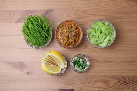 L’Artisan: Steelhead Trout with Zingy String Pea Salad - Step #2 Mise en place