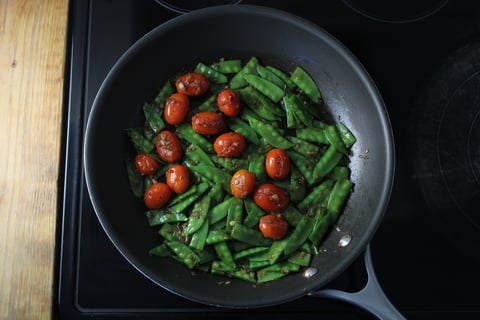 Seared Filets Mignons with Porcini Butter - Step #5 Sauté the vegetables