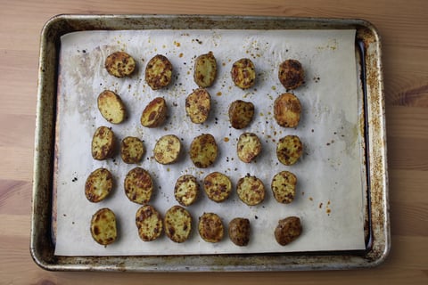 Greek-Style Chicken Thighs with Charred Lemon - Step #1 Roast the potatoes