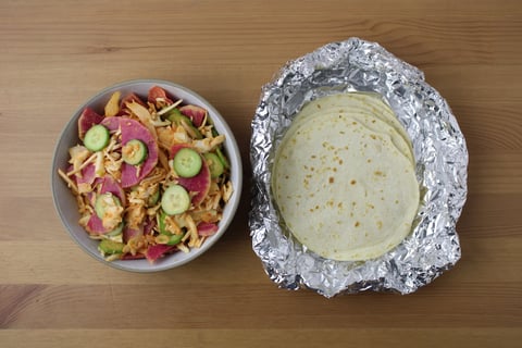 Crispy Shrimp Tacos - Step #5 Warm the tortillas & make the salad