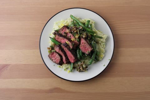 L’Artisan: Strip Loin Steak & Charred Scallion-Walnut Salsa - Step #6 Finish & serve