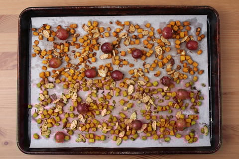 Yia-Yia’s Roasted Grape, Squash & Almond Salad - Step #2 Finish the squash, grapes & almonds
