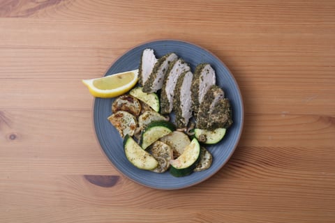 Carb-Wise: Greek-Spiced Lemon & Chicken Traybake - Step #4 Plate your dish