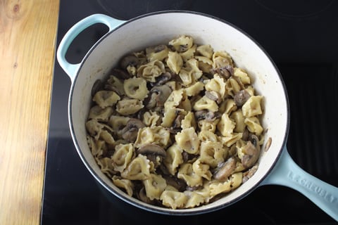 Extra Cheesy Three-Cheese Tortellini - Step #3 Make the sauce & combine the pasta