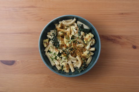 Creamy Cauliflower & Leafy Greens Gemelli - Step #5 Plate your dish
