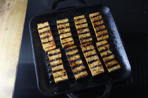 Spicy BBQ Tofu & Asian Green Bowls - Step #4 Grill the tofu