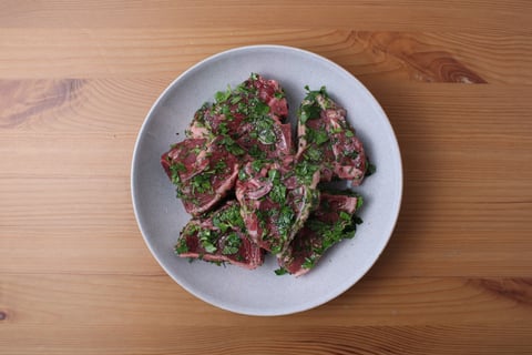 Goodfood & Chef: Moroccan Lamb Chops - Step #3 Marinate the lamb