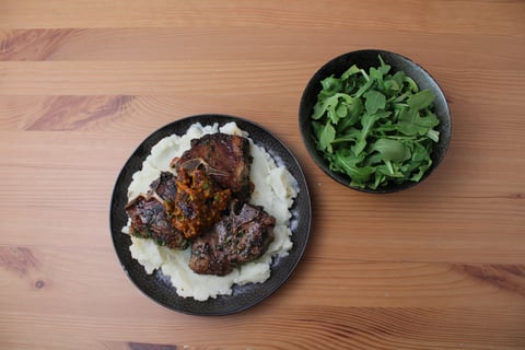Goodfood & Chef: Moroccan Lamb Chops - Step #6 Make the salad & serve