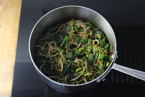 Vegan Caramelized Onion, Peanut & Sweet Soy Ramen Noodles - Step #5 Make the sauce & combine the noodles