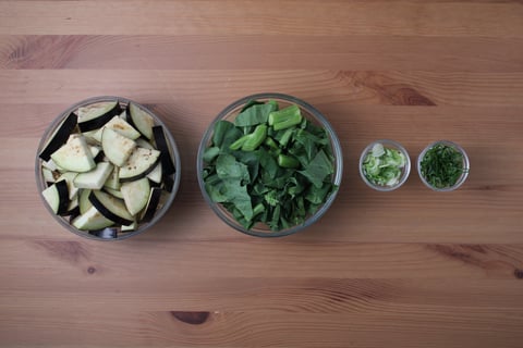 Spicy Miso Ground Turkey & Eggplant Stir-Fry - Step #1 Mise en place