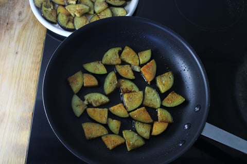 Spicy Miso Ground Turkey & Eggplant Stir-Fry - Step #2 Start the vegetables