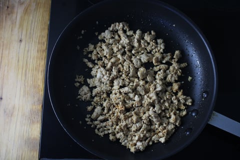 Spicy Miso Ground Turkey & Eggplant Stir-Fry - Step #3 Cook the turkey