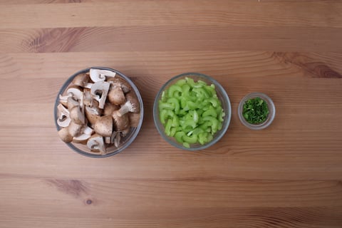 Creamy Mushroom, Leek & Sweet Potato Chowder - Step #3 Mise en place