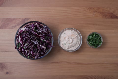 Roasted Sweet Potato Tacos with Cabbage Slaw - Step #2 Mise en place