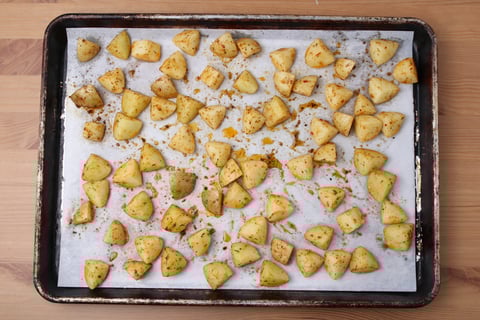 Sheet Pan Honey-Mustard Beef Meatloaf - Step #1 Start the vegetables