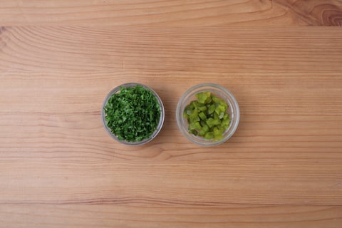 Seared Sirloin Steaks with Dijon-Cornichon Pan Sauce - Step #2 Mise en place