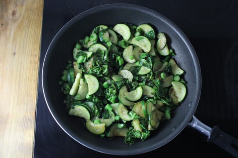 Thai-Style Basil Shrimp - Step #5 Sauté the vegetables