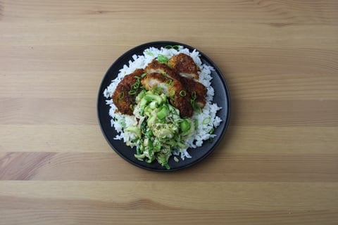 Baked Korean-Style Chicken over Jasmine Rice - Step #6 Enrober le poulet et servir