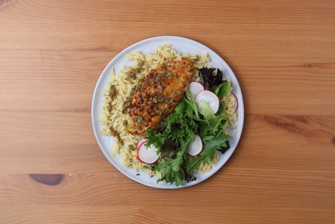 Seared Chicken Paillard with Caper-Mustard Vinaigrette - Step #6 Plate your dish