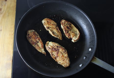 Seared Chicken Paillard with Caper-Mustard Vinaigrette - Step #3 Cook the chicken