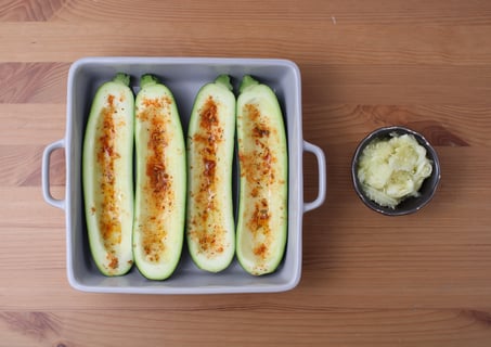 Quinoa-Stuffed Zucchini Boats - Step #2 Roast the zucchini