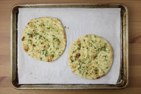 Mellow Yellow Cauliflower & Potato Curry - Step #3 Toast the buttered naan